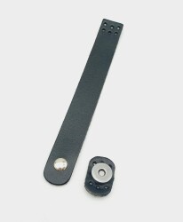 Angel Çanta Aksesuar 18x2,3 cm Siyah Gerçek Deri Düz Çanta Kapağı Gümüş Metalli - Angel Çanta Aksesuar