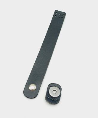 Angel Çanta Aksesuar 18x2,3 cm Siyah Gerçek Deri Düz Çanta Kapağı Gümüş Metalli - 1