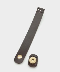 Angel Çanta Aksesuar 18x2,3 cm Siyah Gerçek Deri Düz Çanta Kapağı Light Gold Metalli - Angel Çanta Aksesuar