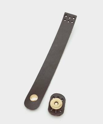 Angel Çanta Aksesuar 18x2,3 cm Siyah Gerçek Deri Düz Çanta Kapağı Light Gold Metalli - 1