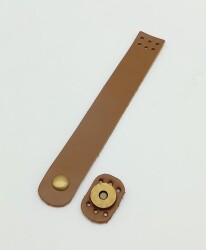 Angel Çanta Aksesuar 18x2,3 cm Sütlü Kahve Gerçek Deri Düz Çanta Kapağı Antik Metalli - Angel Çanta Aksesuar