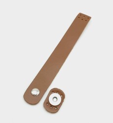 Angel Çanta Aksesuar 18x2,3 cm Sütlü Kahve Gerçek Deri Düz Çanta Kapağı Gümüş Metalli - Angel Çanta Aksesuar
