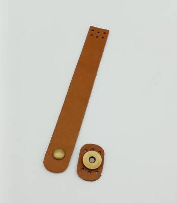 Angel Çanta Aksesuar 18x2,3 cm Taba Gerçek Deri Düz Çanta Kapağı Antik Metalli - 1