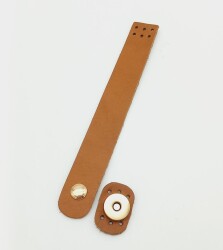 Angel Çanta Aksesuar 18x2,3 cm Taba Gerçek Deri Düz Çanta Kapağı Light Gold Metalli - Angel Çanta Aksesuar