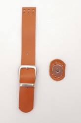 Angel Çanta Aksesuar 18x2.3 cm Turuncu Taba Gerçek Deri Tokalı Çanta Kapağı Gümüş Metalli - 2