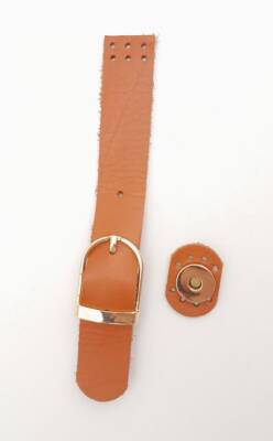 Angel Çanta Aksesuar 18x2.3 cm Turuncu Taba Gerçek Deri Tokalı Çanta Kapağı Light Gold Metalli - 2