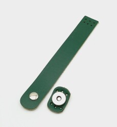 Angel Çanta Aksesuar 18x2,3 cm Yeşil Gerçek Deri Düz Çanta Kapağı Gümüş Metalli - Angel Çanta Aksesuar