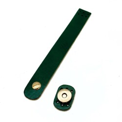 Angel Çanta Aksesuar 18x2,3 cm Yeşil Gerçek Deri Düz Çanta Kapağı Light Gold Metalli - Angel Çanta Aksesuar