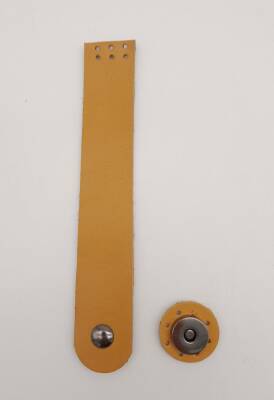 Angel Çanta Aksesuar 18x3 cm Hardal Gerçek Deri Düz Çanta Kapağı Füme Metalli - 1