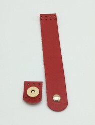 Angel Çanta Aksesuar 18x3 cm Kırmızı Gerçek Deri Düz Çanta Kapağı Light Gold Metalli - Angel Çanta Aksesuar