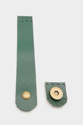 Angel Çanta Aksesuar 18x3 cm Yeşil Gerçek Deri Düz Çanta Kapağı Antik Metalli - 2