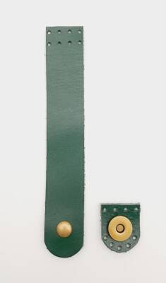 Angel Çanta Aksesuar 18x3 cm Yeşil Gerçek Deri Düz Çanta Kapağı Antik Metalli - 1