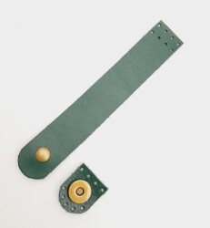 Angel Çanta Aksesuar 18x3 cm Yeşil Gerçek Deri Düz Çanta Kapağı Antik Metalli - 3