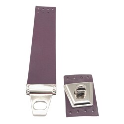 Angel Çanta Aksesuar 18x3.5 cm Suni Deri Mor Renk Kapak Gümüş Metalli - 2