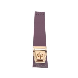 Angel Çanta Aksesuar 18x3.5 cm Suni Deri Mor Renk Kapak Light Gold Metalli - Angel Çanta Aksesuar