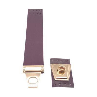 Angel Çanta Aksesuar 18x3.5 cm Suni Deri Mor Renk Kapak Light Gold Metalli - 2