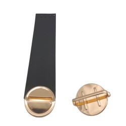 Angel Çanta Aksesuar 18x4 cm Tek Kat Suni Deri Siyah Renk Kapak No:2 Light Gold Metal - 3