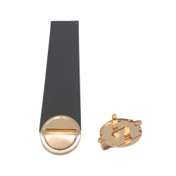 Angel Çanta Aksesuar 18x4 cm Tek Kat Suni Deri Siyah Renk Kapak No:2 Light Gold Metal - 5