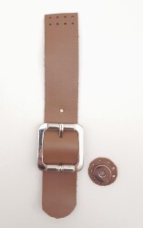 Angel Çanta Aksesuar 21x3.5 cm Sütlü Kahve Renk Gerçek Deri Düz Çanta Kapağı Gümüş Metalli - Angel Çanta Aksesuar