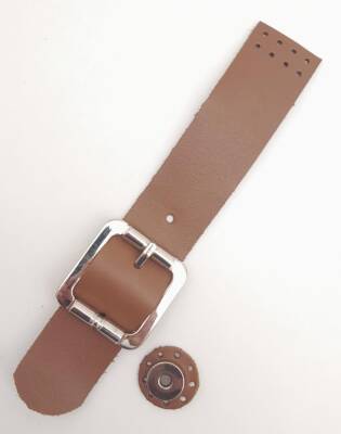 Angel Çanta Aksesuar 21x3.5 cm Sütlü Kahve Renk Gerçek Deri Düz Çanta Kapağı Gümüş Metalli - 2