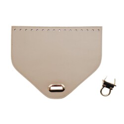 Angel Çanta Aksesuar 22.5x18 cm Suni Deri Bej Renk Kapak Light Gold Metalli - 2