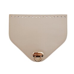 Angel Çanta Aksesuar 22.5x18 cm Suni Deri Bej Renk Kapak Light Gold Metalli - Angel Çanta Aksesuar