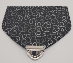 Angel Çanta Aksesuar 22.5x18 cm Suni Deri Desenli Siyah Renk Kapak Gümüş Metalli - 2