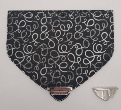 Angel Çanta Aksesuar 22.5x18 cm Suni Deri Desenli Siyah Renk Kapak Gümüş Metalli - 4