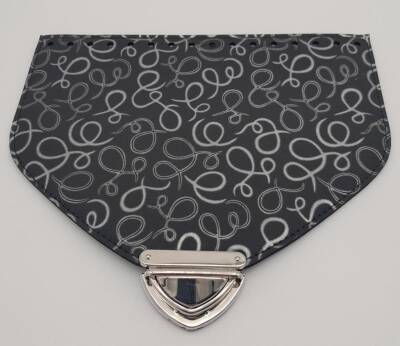 Angel Çanta Aksesuar 22.5x18 cm Suni Deri Desenli Siyah Renk Kapak Gümüş Metalli - 2