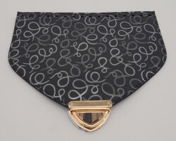 Angel Çanta Aksesuar 22.5x18 cm Suni Deri Desenli Siyah Renk Kapak Light Gold Metalli - 2