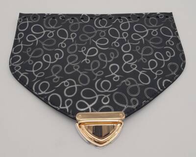 Angel Çanta Aksesuar 22.5x18 cm Suni Deri Desenli Siyah Renk Kapak Light Gold Metalli - 2