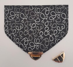 Angel Çanta Aksesuar 22.5x18 cm Suni Deri Desenli Siyah Renk Kapak Light Gold Metalli - 4