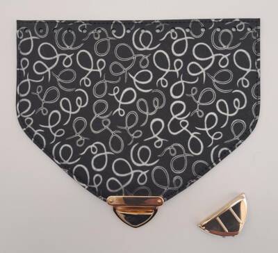 Angel Çanta Aksesuar 22.5x18 cm Suni Deri Desenli Siyah Renk Kapak Light Gold Metalli - 4