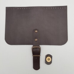 Angel Çanta Aksesuar 22x24 cm Gerçek Deri Koyu Kahverengi Çanta Kapağı Antik Metalli - Angel Çanta Aksesuar