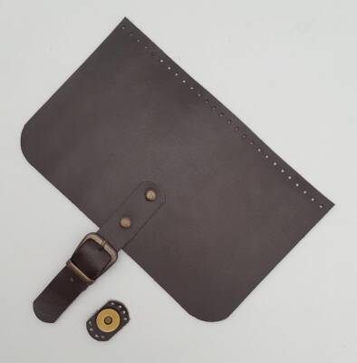 Angel Çanta Aksesuar 22x24 cm Gerçek Deri Koyu Kahverengi Çanta Kapağı Antik Metalli - 2