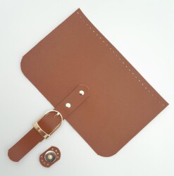 Angel Çanta Aksesuar 22x24 cm Suni Deri Taba Renk Çanta Kapağı Light Gold Metalli - 3