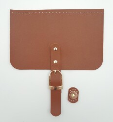 Angel Çanta Aksesuar 22x24 cm Suni Deri Taba Renk Çanta Kapağı Light Gold Metalli - 1