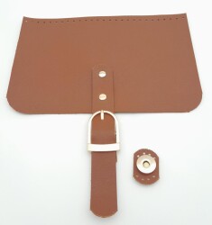 Angel Çanta Aksesuar 22x24 cm Suni Deri Taba Renk Çanta Kapağı Light Gold Metalli - 2