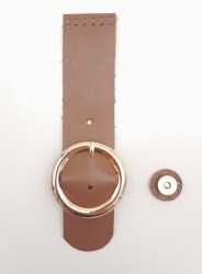 Angel Çanta Aksesuar 23x5 cm Sütlü Kahve Renk Gerçek Deri Düz Çanta Kapağı Light Gold Metalli - 1