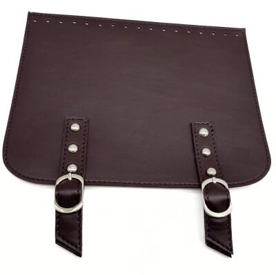 Angel Çanta Aksesuar 24x19 cm Çift Mıknatıslı Suni Deri Kapak Koyu Kahve Renk Gümüş Metalli - 1
