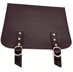 Angel Çanta Aksesuar 24x19 cm Çift Mıknatıslı Suni Deri Kapak Koyu Kahve Renk Gümüş Metalli - Angel Çanta Aksesuar