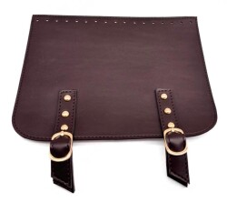 Angel Çanta Aksesuar 24x19 cm Çift Mıknatıslı Suni Deri Kapak Koyu Kahve Renk Light Gold Metalli - Angel Çanta Aksesuar