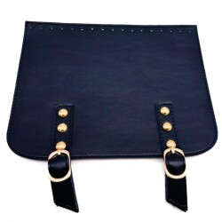 Angel Çanta Aksesuar 24x19 cm Çift Mıknatıslı Suni Deri Kapak Lacivert Renk Light Gold Metalli - Angel Çanta Aksesuar