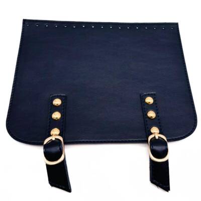 Angel Çanta Aksesuar 24x19 cm Çift Mıknatıslı Suni Deri Kapak Lacivert Renk Light Gold Metalli - 1