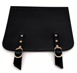 Angel Çanta Aksesuar 24x19 cm Çift Mıknatıslı Suni Deri Kapak Siyah Renk Light Gold Metalli - Angel Çanta Aksesuar