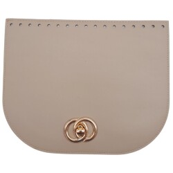 Angel Çanta Aksesuar 24x19 cm Suni Deri Bej Renk Kapak Light Gold Metalli - Angel Çanta Aksesuar