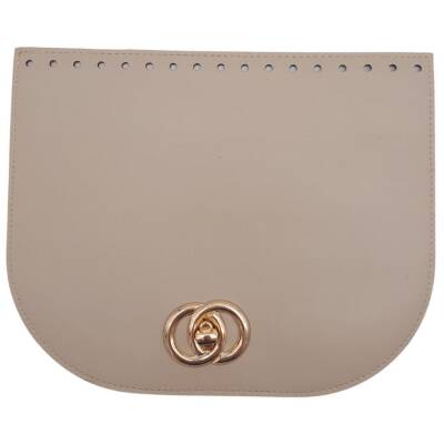 Angel Çanta Aksesuar 24x19 cm Suni Deri Bej Renk Kapak Light Gold Metalli - 1