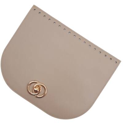 Angel Çanta Aksesuar 24x19 cm Suni Deri Bej Renk Kapak Light Gold Metalli - 3