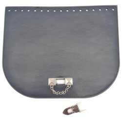 Angel Çanta Aksesuar 24x19 cm Suni Deri Lacivert Renk Zincirli Kilitli Kapak Gümüş Metalli - 2