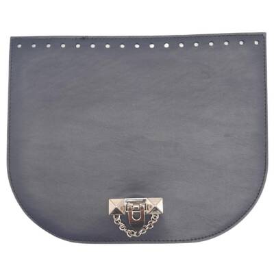 Angel Çanta Aksesuar 24x19 cm Suni Deri Lacivert Renk Zincirli Kilitli Kapak Gümüş Metalli - 1